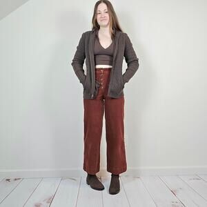 Vintage 90s Y2K LL Bean Zip Up Hoody Cardigan Brown Medium